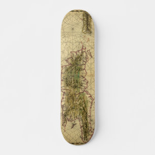 Historic 1639 Map of Hispaniola - Joan Vinckeboons Skateboard