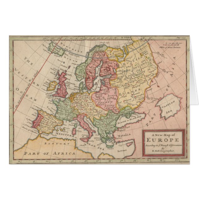 Historic 1721 Map of Europe (Front Horizontal)