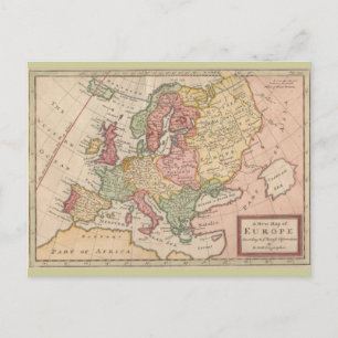 Historic 1721 Map of Europe Postcard