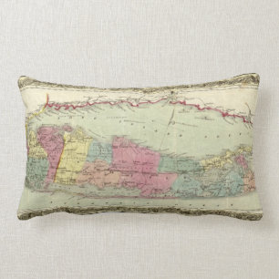 Historic 1855-1857 Travellers Map of Long Island Lumbar Cushion