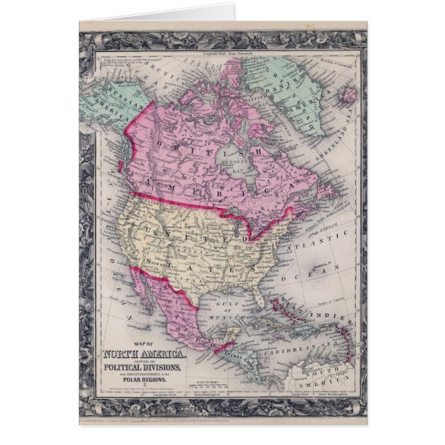 Historic 1860 Map of North America (Front)