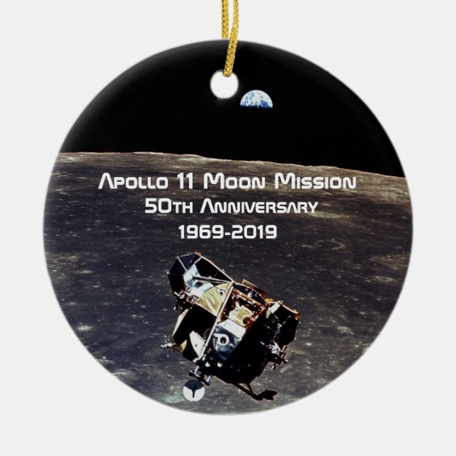 Historic Apollo 11 Moon Mission 50th Anniversary Ceramic Tree Decoration (Front)
