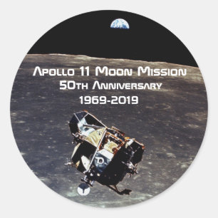 Historic Apollo 11 Moon Mission 50th Anniversary Classic Round Sticker