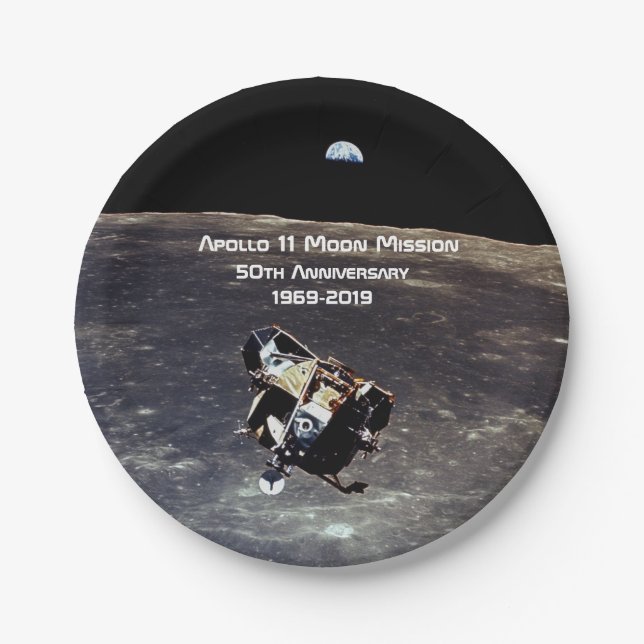 Historic Apollo 11 Moon Mission 50th Anniversary Paper Plate (Front)