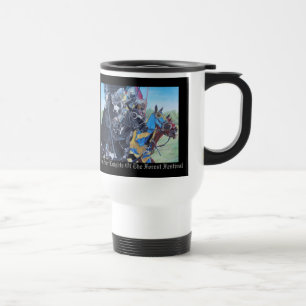 historic art mediaeval knights jousting on horses travel mug
