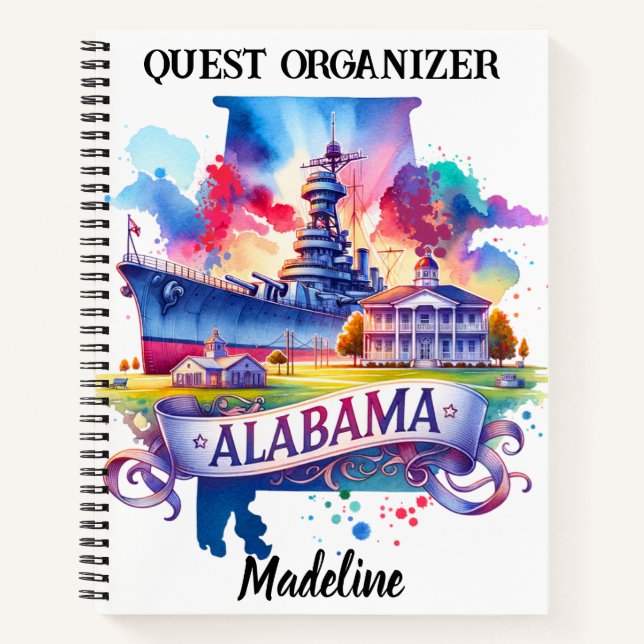 Historic battleship and Alabama coast Notebook (Front)