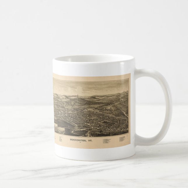 Historic Bennington, Vermont Vintage Map Coffee Mug (Right)