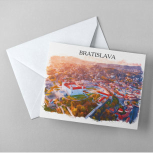Historic Bratislava Slovakia - Watercolor Skyline  Postcard