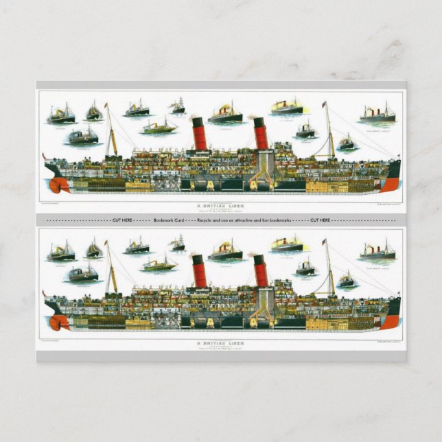 Historic British Ocean Liner Bookmark Postcard (Front)