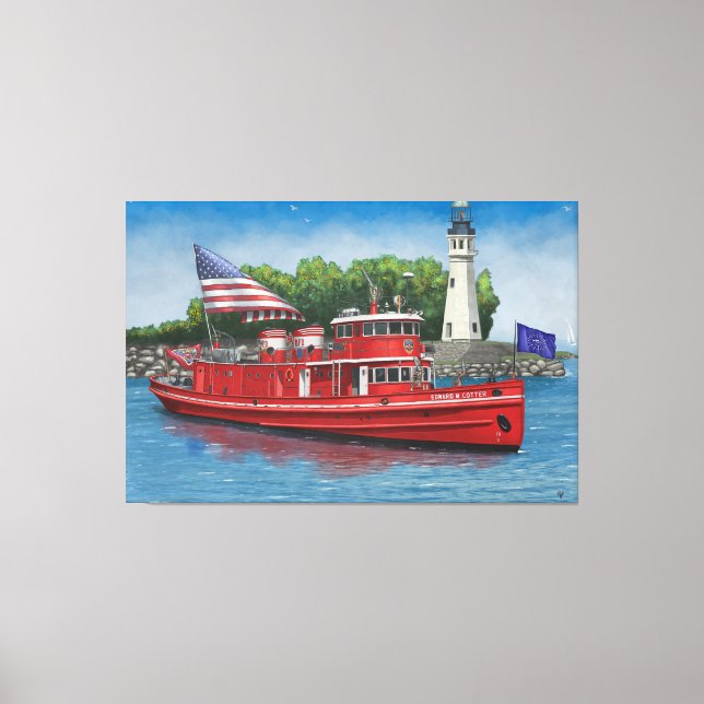 Historic Buffalo Fireboat Edward M. Cotter Canvas Print (Front)