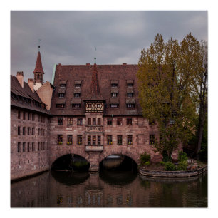 Historic building at sunset in Nuremberg, Germany Poster