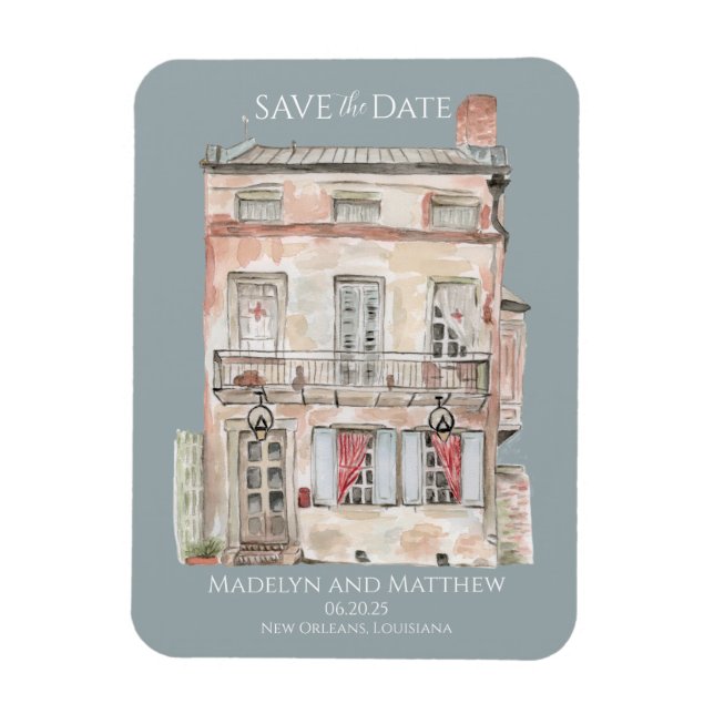 Historic Building New Orleans Watercolor Magnet (Vertical)