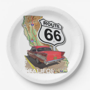 Historic California Route 66 Paper Plate