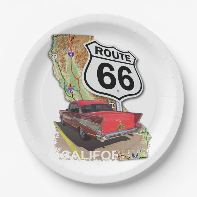 Historic California Route 66 Paper Plate (Front)