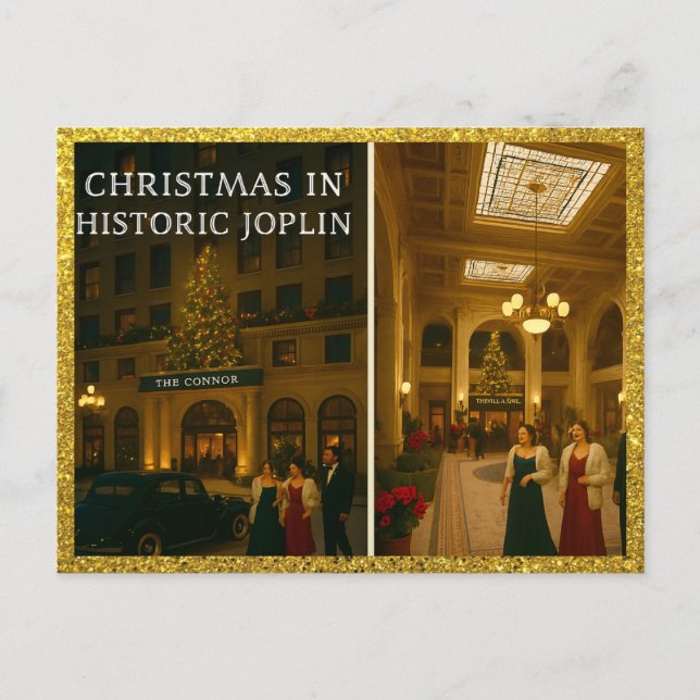 Historic Christmas Joplin MO Connor Hotel  Holiday Postcard (Front)