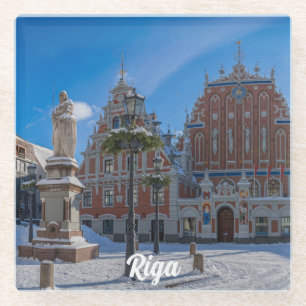 Historic city center in Riga, Latvia Glass Coaster