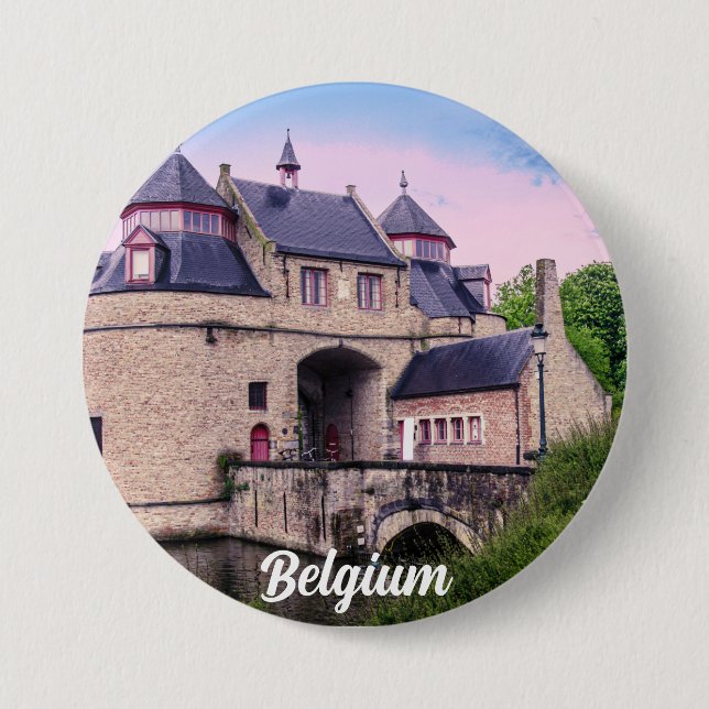 Historic city gate in Bruges 7.5 Cm Round Badge (Front)