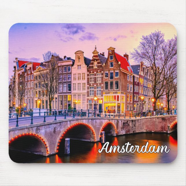 Historic City Of Amsterdam, Netherlands Mouse Mat (Front)