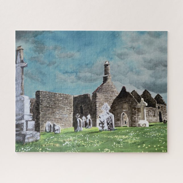Historic Clonmacnoise Celtic Cemetery Scene Jigsaw Puzzle (Horizontal)