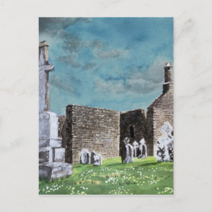 Historic Clonmacnoise Celtic Cemetery Scene Postcard