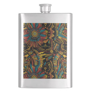 Historic Cobalt "Aztec Dream" Engraved Flask