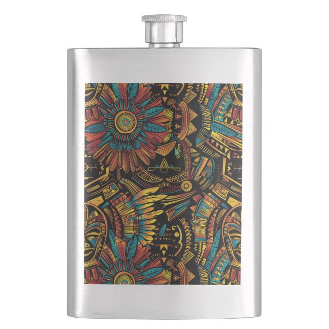 Historic Cobalt "Aztec Dream" Engraved Flask (Front)