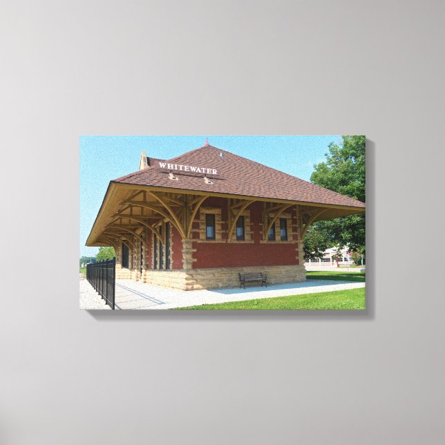 Historic Depot in Whitewater Canvas Print (Front)