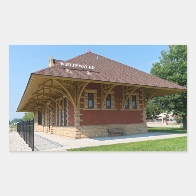 Historic Depot in Whitewater Rectangular Sticker (Front)