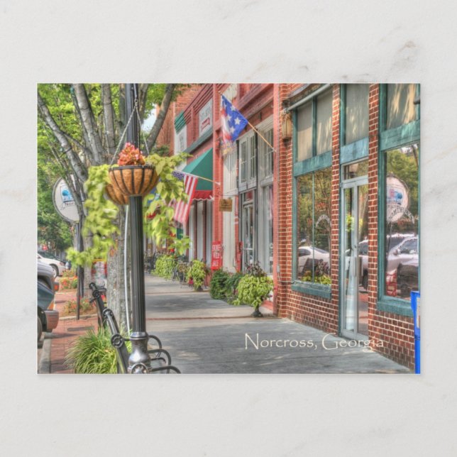 Historic Downtown Norcross: S. Peachtree St. Scene Postcard (Front)