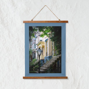Historic Downtown Savannah GA Homes Photographic Hanging Tapestry