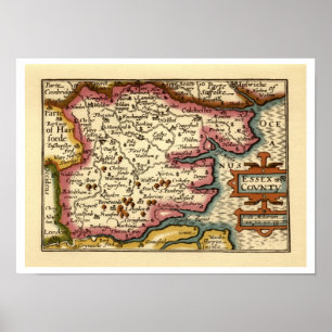Historic Essex County Map, England Poster