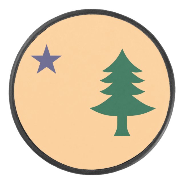 Historic Flag of Maine (1901–1909) Hockey Puck (Front)