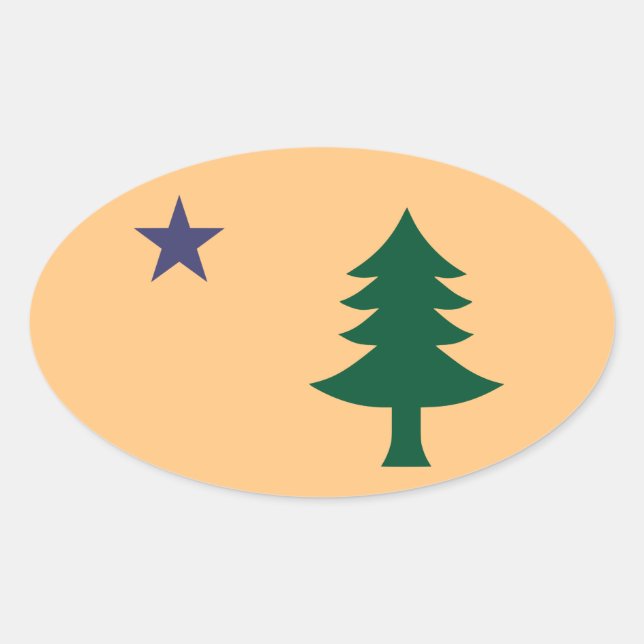 Historic Flag of Maine (1901–1909) Oval Sticker (Front)