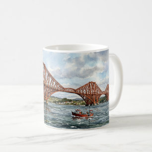 Historic Forth Rail Bridge Scotland Watercolour Coffee Mug