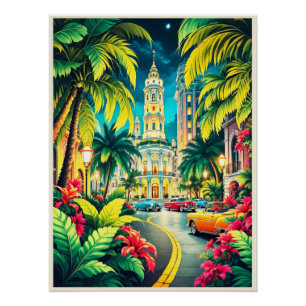 Historic Havana at Night Poster. Poster