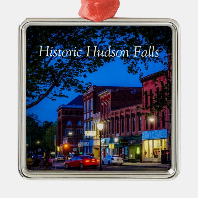 Historic Hudson Falls Metal Tree Decoration (Front)