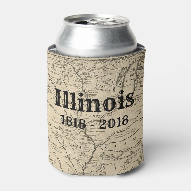 Historic Illinois Bicentennial Can Cooler (Can Front)