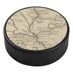 Historic Illinois Map of 1718 Hockey Puck