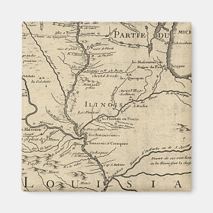 Historic Illinois Map of 1718 Magnet