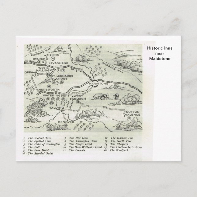 Historic Inns near Maidstone Postcard (Front)