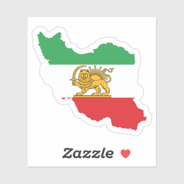 Historic Iran Map with Lion and Sun Flag (Sheet)
