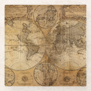 Historic Journey: 1746 World Map Glass Coaster