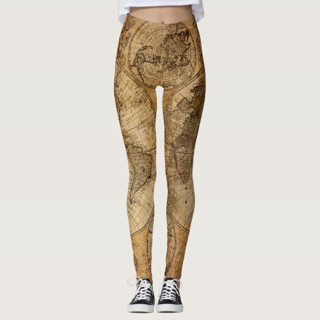 Historic Journey: 1746 World Map Leggings (Front)