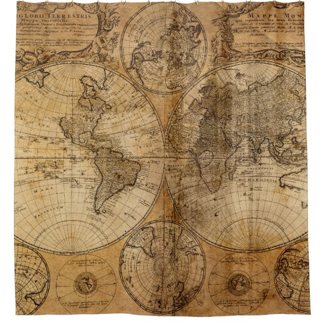 Historic Journey: 1746 World Map Shower Curtain (Front)
