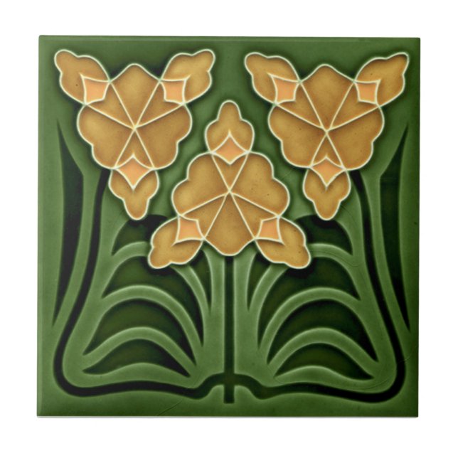 Historic Jugendstil Art Nouveau Repro Faux Relief Tile (Front)