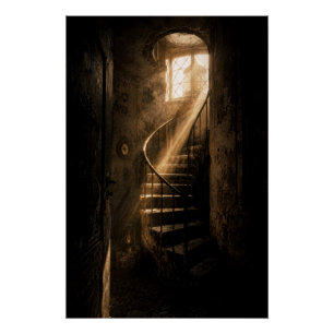 Historic Lighthouse Winding Stairs Sunbeam Print