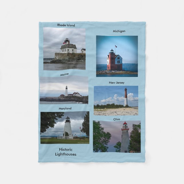 Historic Lighthouses Fleece Blanket (Front)