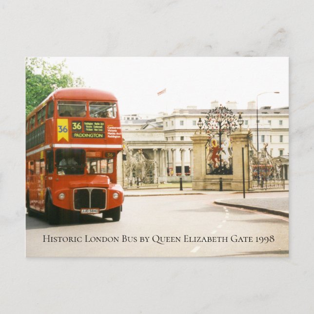 Historic London Bus by Queen Elizabeth Gate 1998 Postcard (Front)