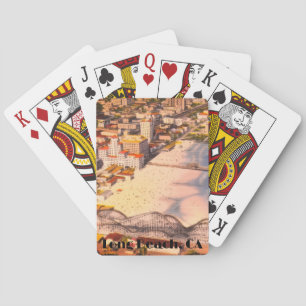 Historic Long Beach, California Boardwalk View Playing Cards