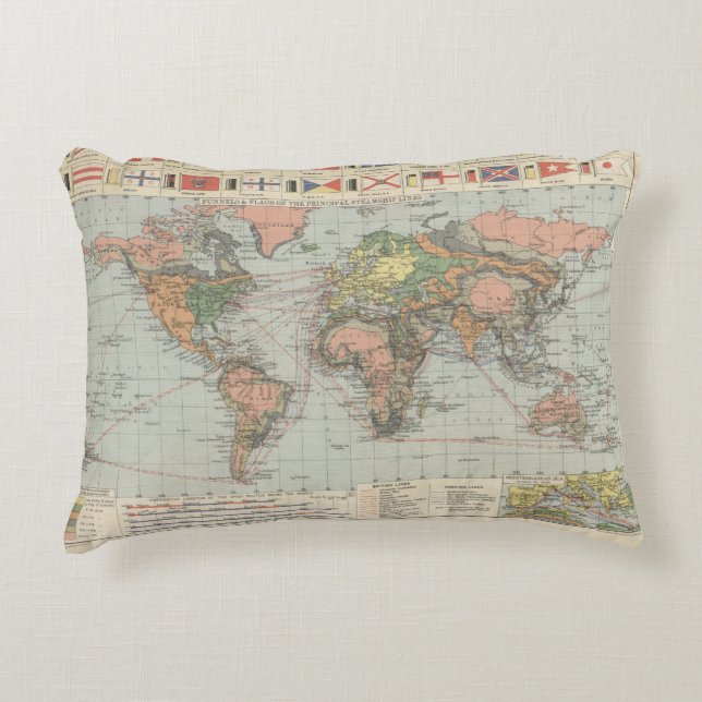 Historic map 1920 the world principal Pillow (Front)